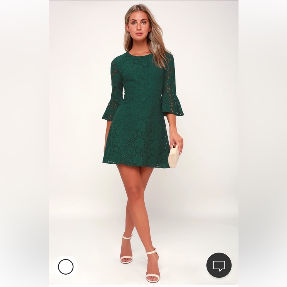 Lulu’s Forest Green Lace Dress - size L